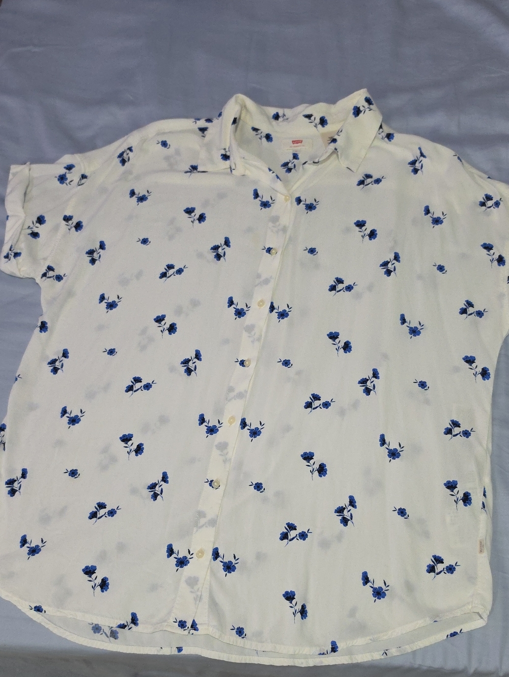Levi's White Button-Down Shirt with Blue Floral Print